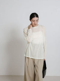 シアーラグランロングスリーブTシャツ