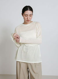 シアーラグランロングスリーブTシャツ