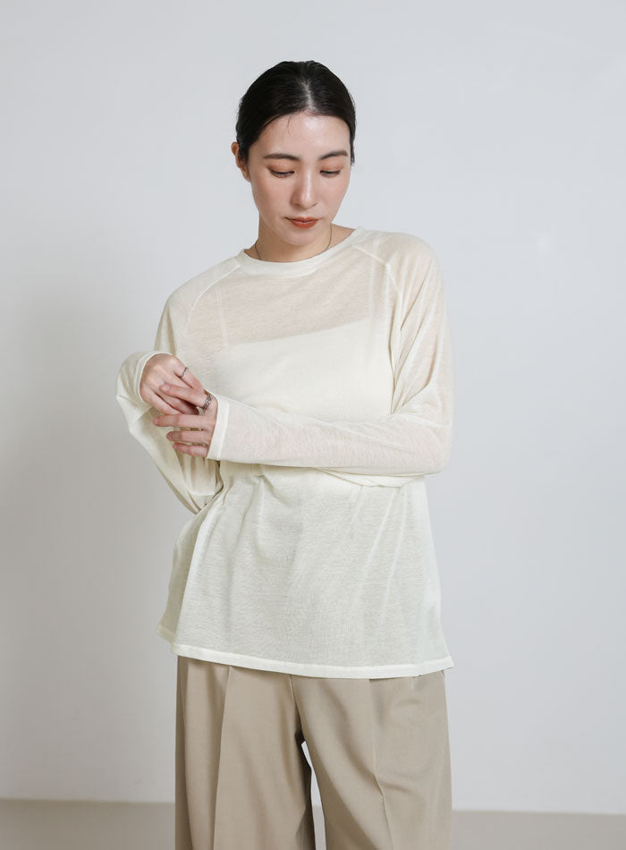 roku /ラグランTシャツ/シアー 6（ロク）の「＜6(ROKU)＞SHEER RAGLAN SLEEVE T-SHIRT/Tシャツ（T