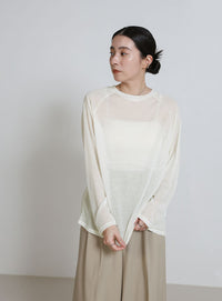 シアーラグランロングスリーブTシャツ