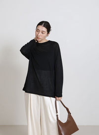 シアーラグランロングスリーブTシャツ