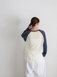 シアーラグランロングスリーブTシャツ