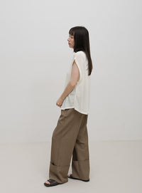 シアーフロッキーフレンチスリーブトップス
