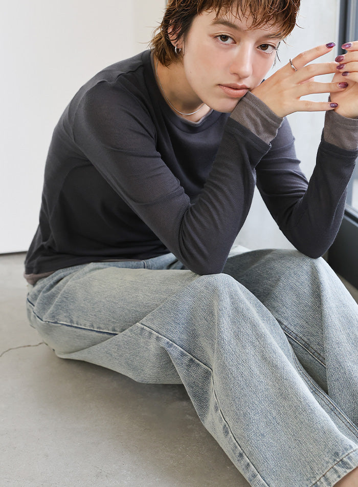 トップス　モカ フェイクレイヤードシアートップス – SELECT MOCA