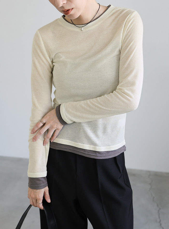 トップス　モカ フェイクレイヤードシアートップス – SELECT MOCA