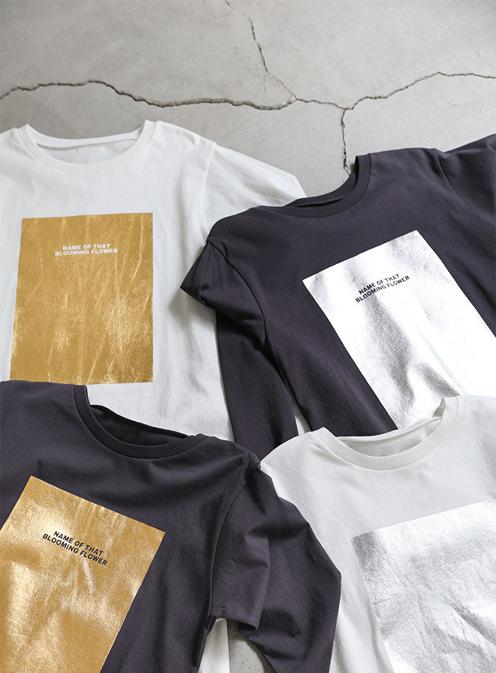 箔プリントロングTシャツ