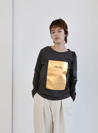箔プリントロングTシャツ