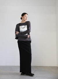 箔プリントロングTシャツ