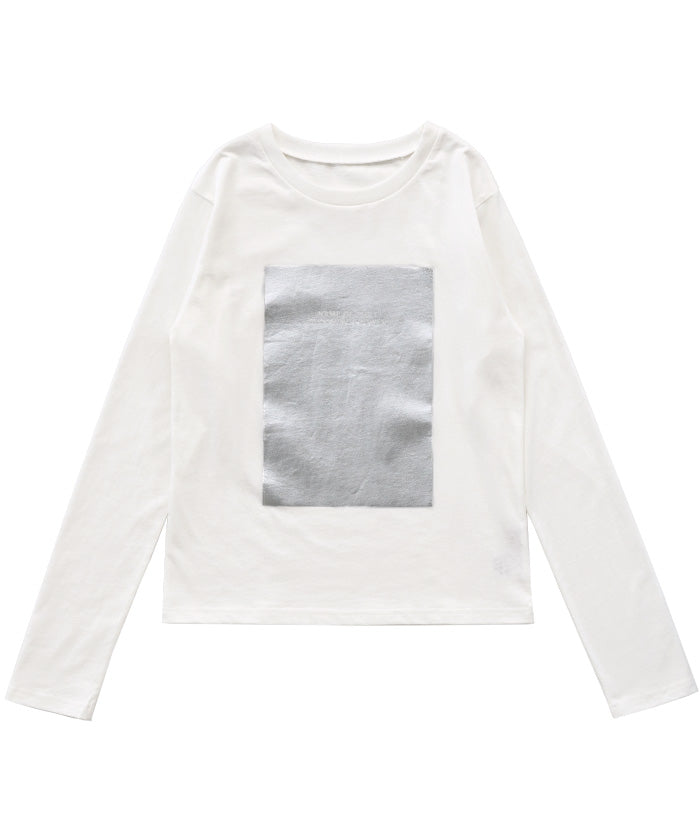 箔プリントロングTシャツ
