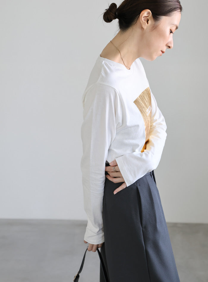 箔プリントロングTシャツ