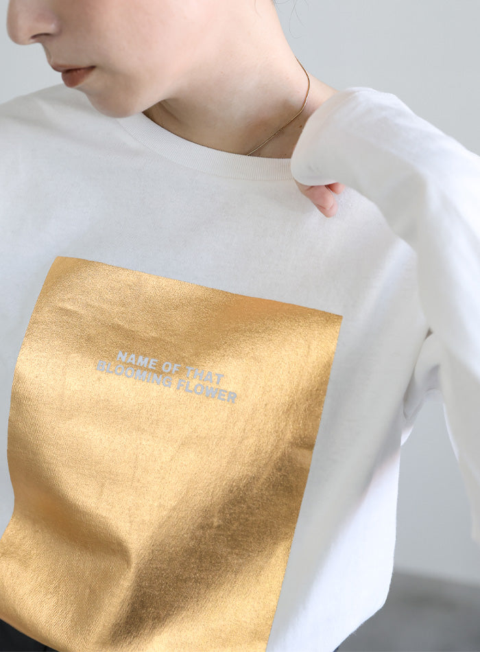 箔プリントロングTシャツ
