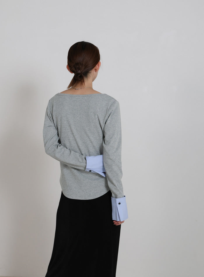 アシンメトリーシャツカフスデザイントップス – SELECT MOCA