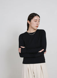 【UV CUT】フィンガースリーブクルーネックロングTシャツ