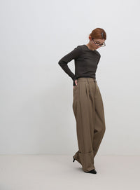 【UV CUT】フィンガースリーブクルーネックロングTシャツ