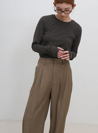 【UV CUT】フィンガースリーブクルーネックロングTシャツ