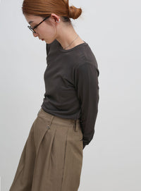 【UV CUT】フィンガースリーブクルーネックロングTシャツ