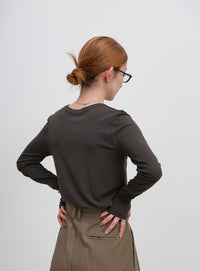 【UV CUT】フィンガースリーブクルーネックロングTシャツ