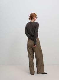 【UV CUT】フィンガースリーブクルーネックロングTシャツ