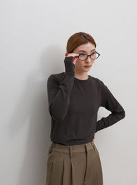 【UV CUT】フィンガースリーブクルーネックロングTシャツ