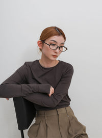 【UV CUT】フィンガースリーブクルーネックロングTシャツ