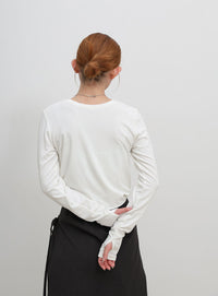 【UV CUT】フィンガースリーブクルーネックロングTシャツ