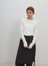 【UV CUT】フィンガースリーブクルーネックロングTシャツ