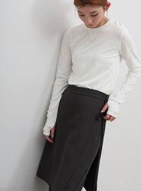 【UV CUT】フィンガースリーブクルーネックロングTシャツ