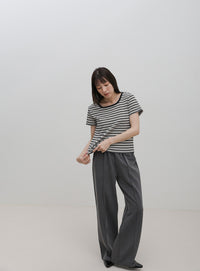 2WAYドライタッチマルチボーダーコンパクトTシャツ
