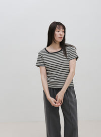 2WAYドライタッチマルチボーダーコンパクトTシャツ