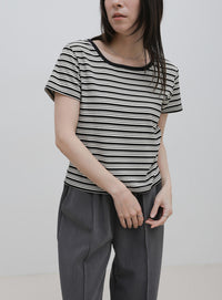 2WAYドライタッチマルチボーダーコンパクトTシャツ