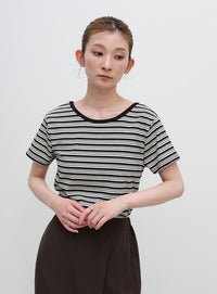 2WAYドライタッチマルチボーダーコンパクトTシャツ