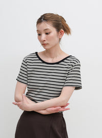 2WAYドライタッチマルチボーダーコンパクトTシャツ