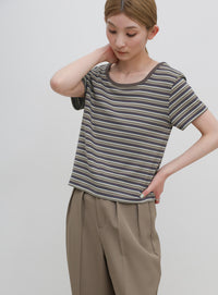 2WAYドライタッチマルチボーダーコンパクトTシャツ