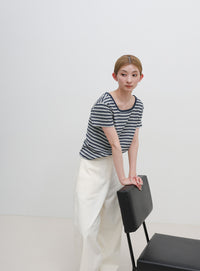 2WAYドライタッチマルチボーダーコンパクトTシャツ