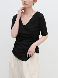 ドレープカシュクールシアーTシャツ