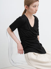 ドレープカシュクールシアーTシャツ