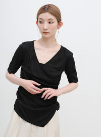 ドレープカシュクールシアーTシャツ
