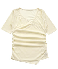 ドレープカシュクールシアーTシャツ