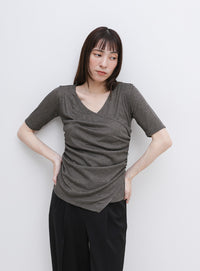 ドレープカシュクールシアーTシャツ