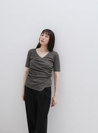 ドレープカシュクールシアーTシャツ