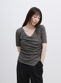 ドレープカシュクールシアーTシャツ