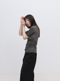 ドレープカシュクールシアーTシャツ