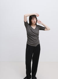 ドレープカシュクールシアーTシャツ