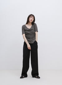 ドレープカシュクールシアーTシャツ