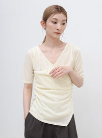ドレープカシュクールシアーTシャツ