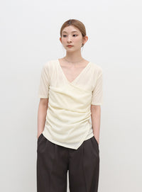 ドレープカシュクールシアーTシャツ