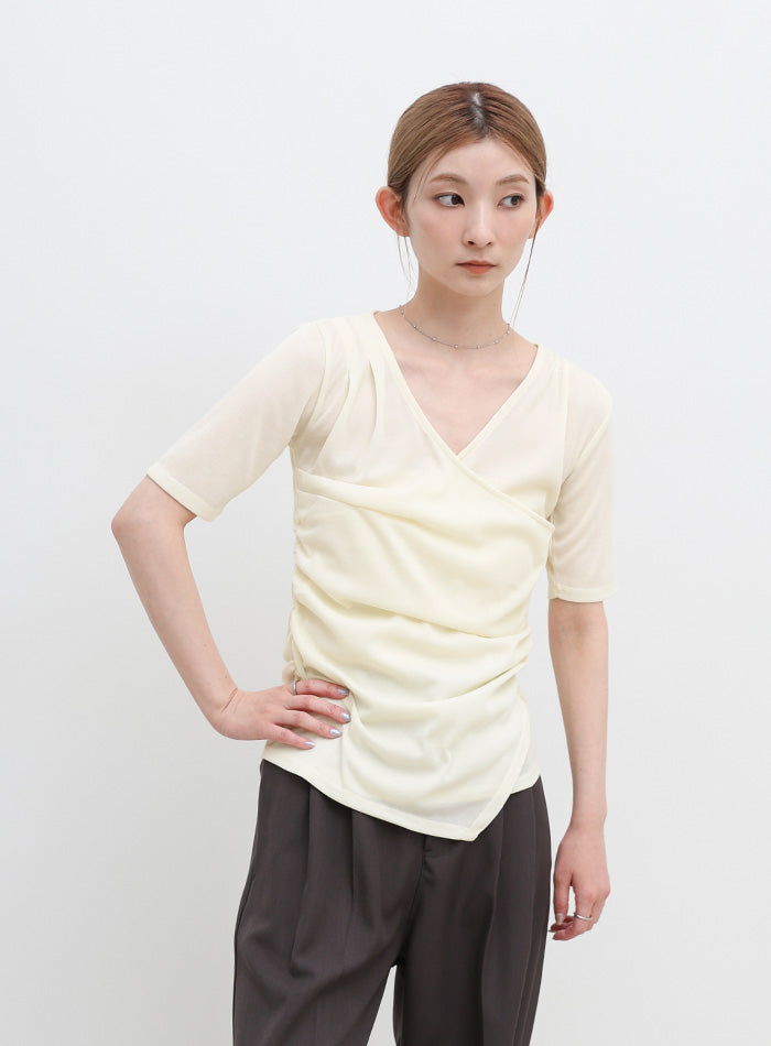 ドレープカシュクールシアーTシャツ – SELECT MOCA