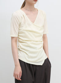 ドレープカシュクールシアーTシャツ
