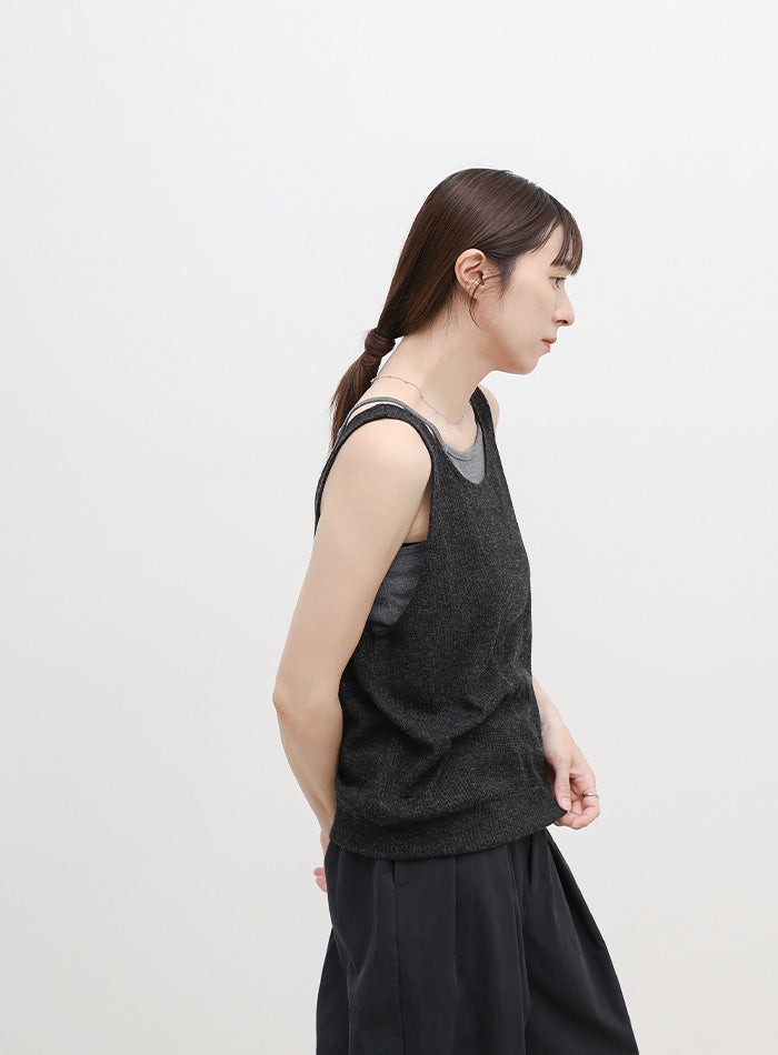 リネンシアーワッフルタンクテレコキャミセット – SELECT MOCA