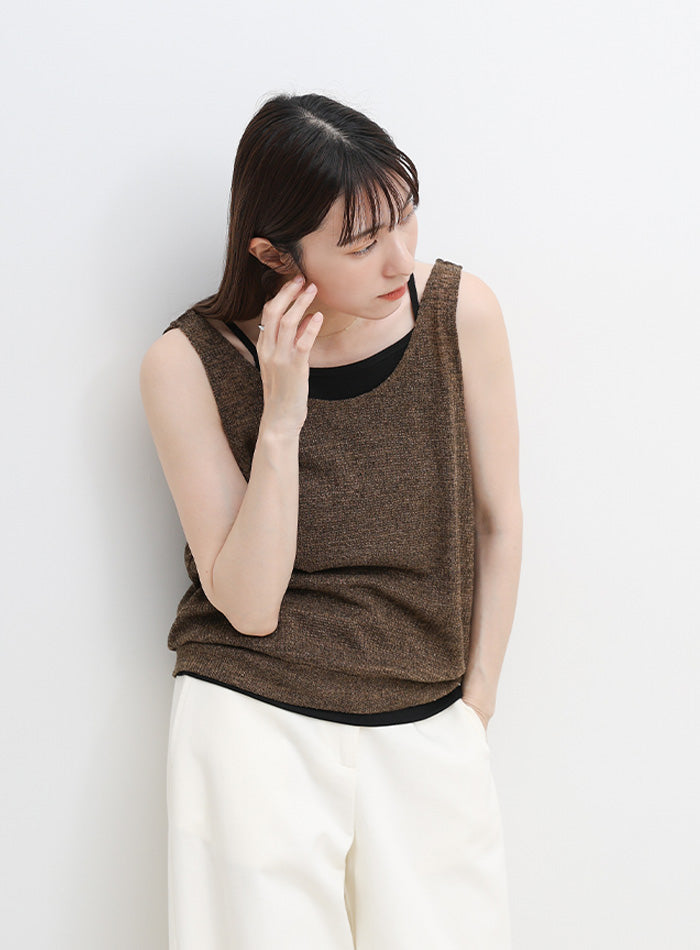 リネンシアーワッフルタンクテレコキャミセット – SELECT MOCA